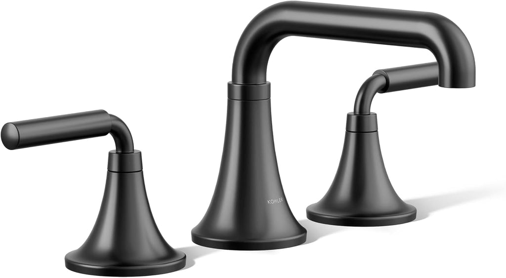 KOHLER 27416-4K-BL K-27416-4K-BL Tone Widespread Bathroom Sink Faucet, 1.0 GPM, Matte Black