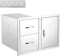 GarveeLife 33''W x 22''H x 22''D Outdoor Kitchen Drawer Combo with Paper Towel Rack, BBQ Access Door Drawers Combo with Stainless Steel, Perfect for BBQ Grill Station Outdoor Kitchen Storage Cabinet