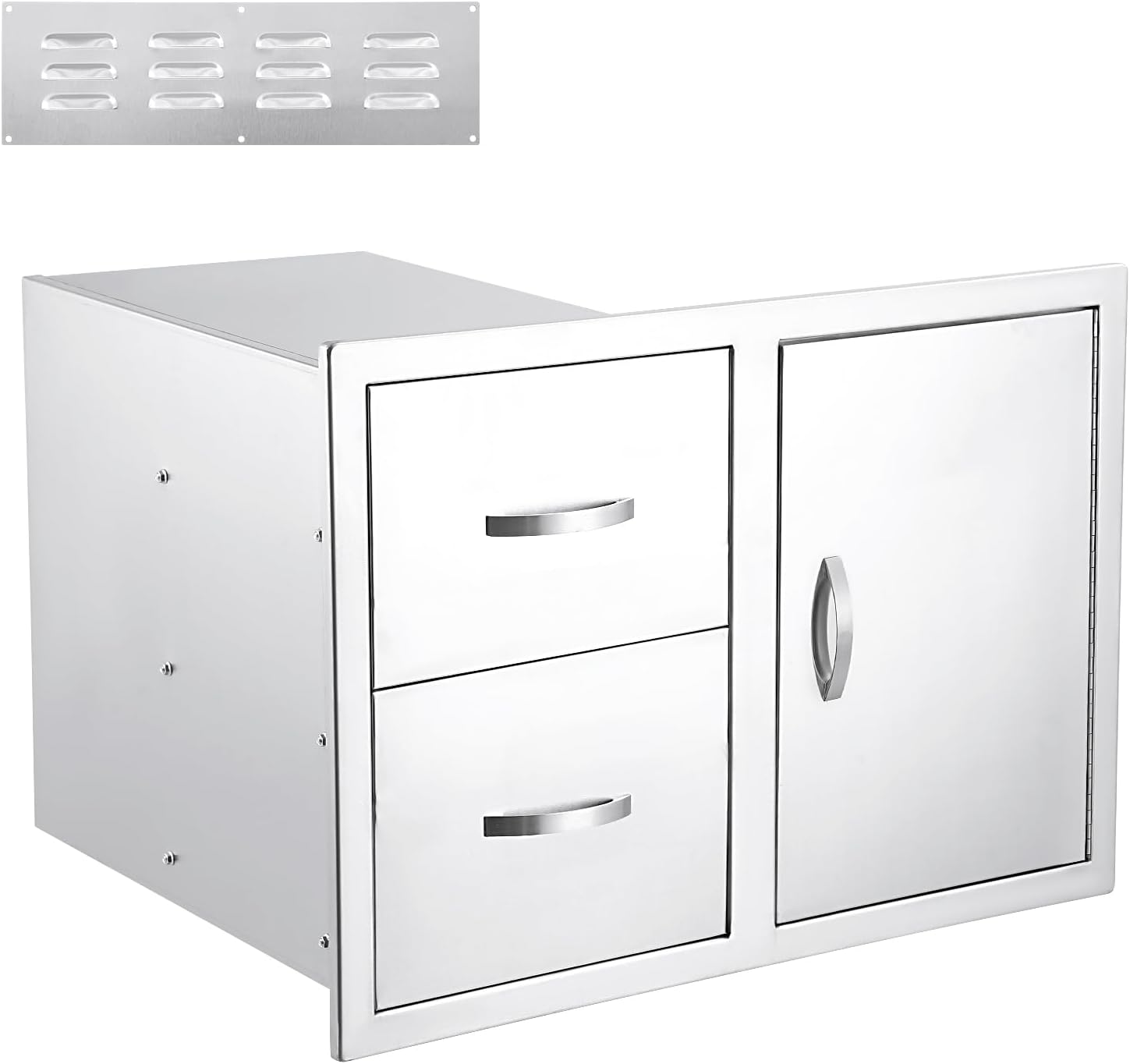 GarveeLife 33''W x 22''H x 22''D Outdoor Kitchen Drawer Combo with Paper Towel Rack, BBQ Access Door Drawers Combo with Stainless Steel, Perfect for BBQ Grill Station Outdoor Kitchen Storage Cabinet