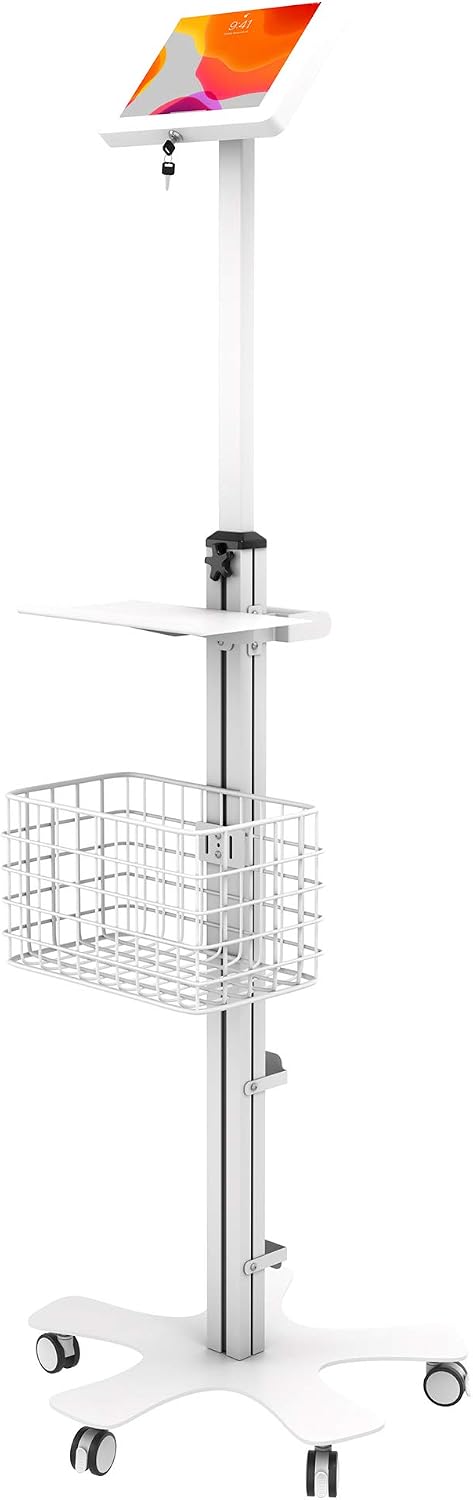 Premium Medical Tablet Stand – CTA Height Adjustable Mobile Tablet Stand with Add-ons for Healthcare - for iPad mini A17 Pro & 1/2/3/4/5/6 - Samsung Tab A 8' inch