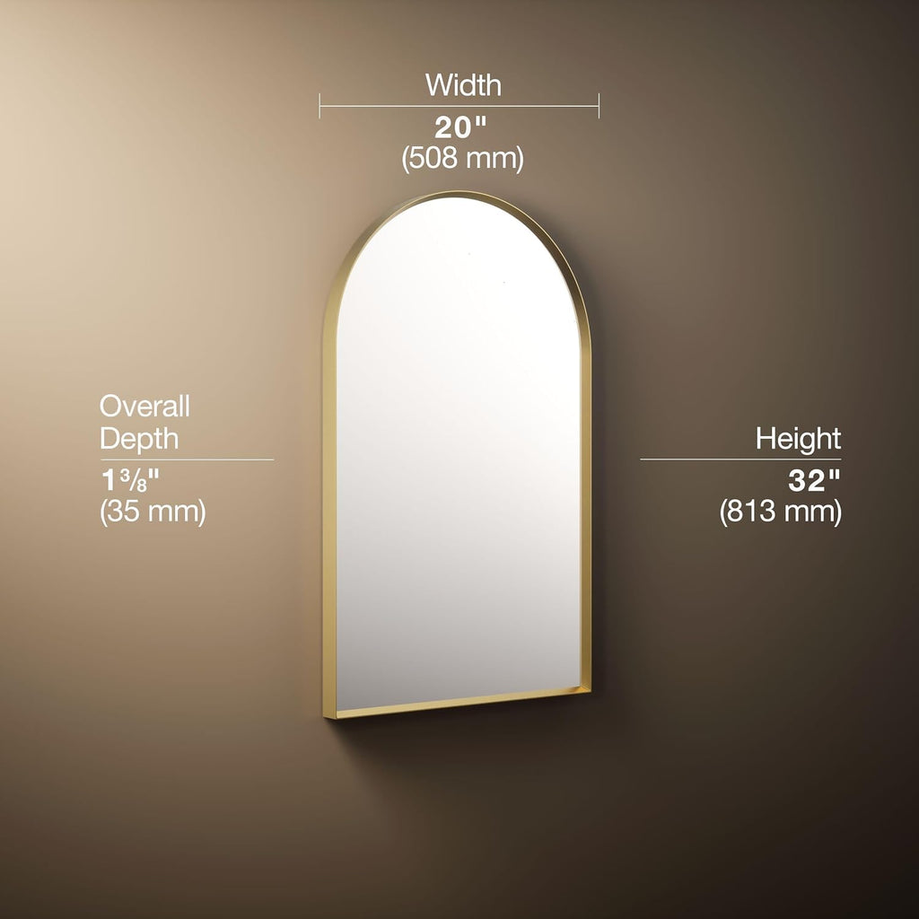 Essential 20 in. X 32 in. Arch Framed Mirror in Moderne Brushed Gold