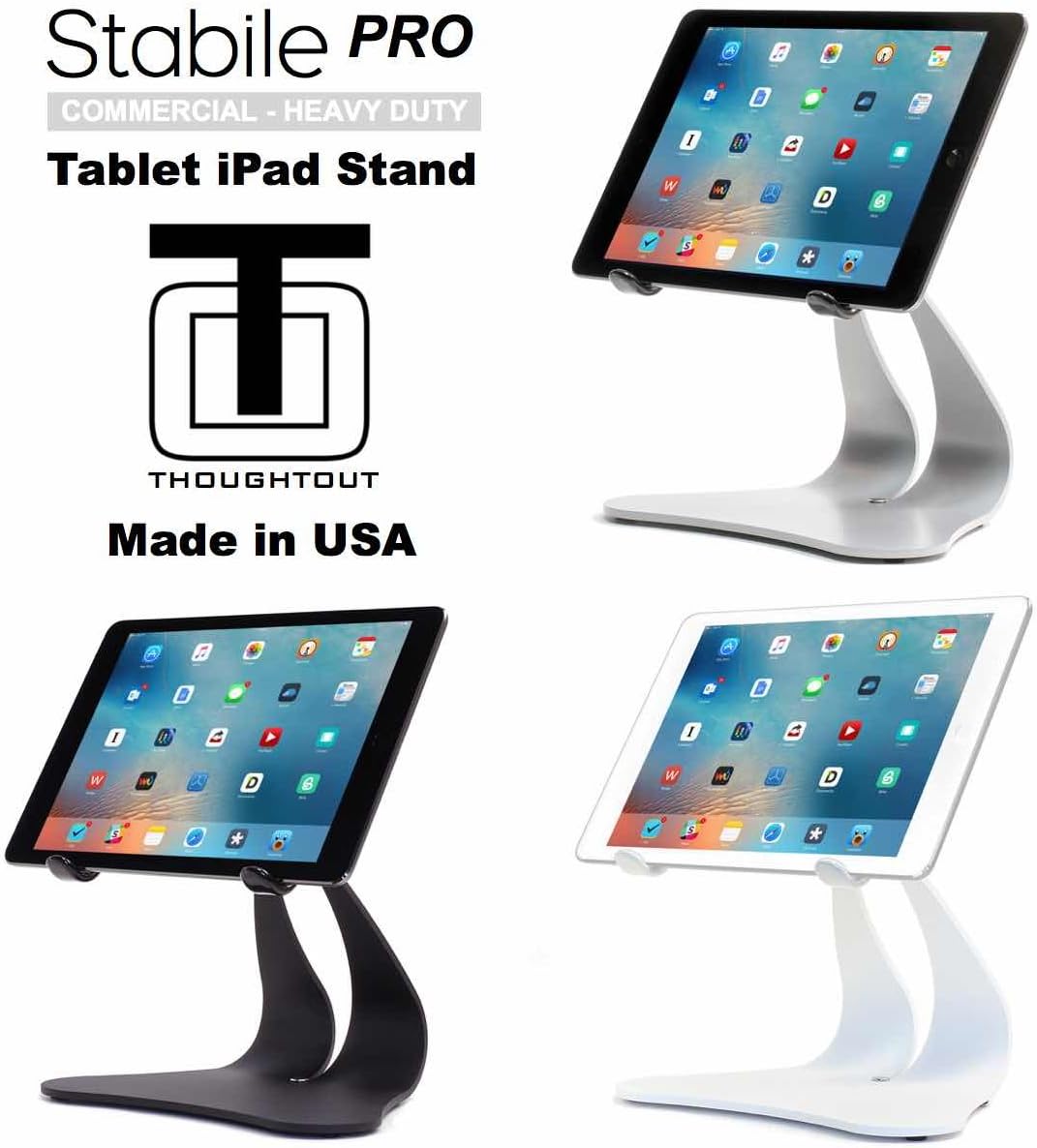 Thought Out Stabile PRO Pivoting iPad Stand - Black - Made in USA - Compatible with Apple iPad