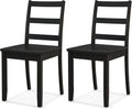 NAFORT Wood Dining Chairs Set of 2 Black, Armless Kitchen Chairs with Solid Rubber Wood Legs, Non-Slip Foot Pads, Max Load 400 Lbs, Farmhouse Seat High Ladder Back Dining Room Chairs