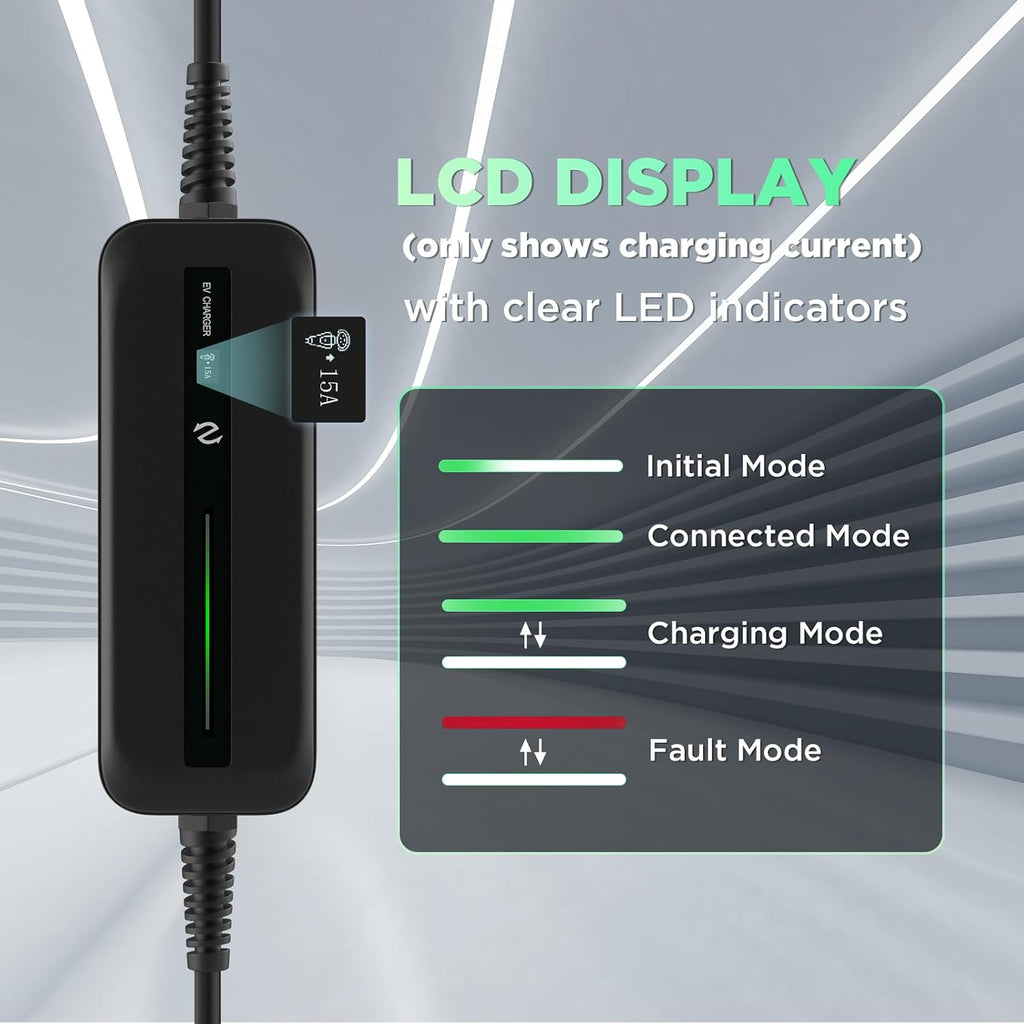 Morec Level 1 EV Charger, Electric Vehicle Portable Charger with 20FT Cable, Home Electric Vehicle Charging Station, 110V 15A, NEMA5-15P SAE J1772