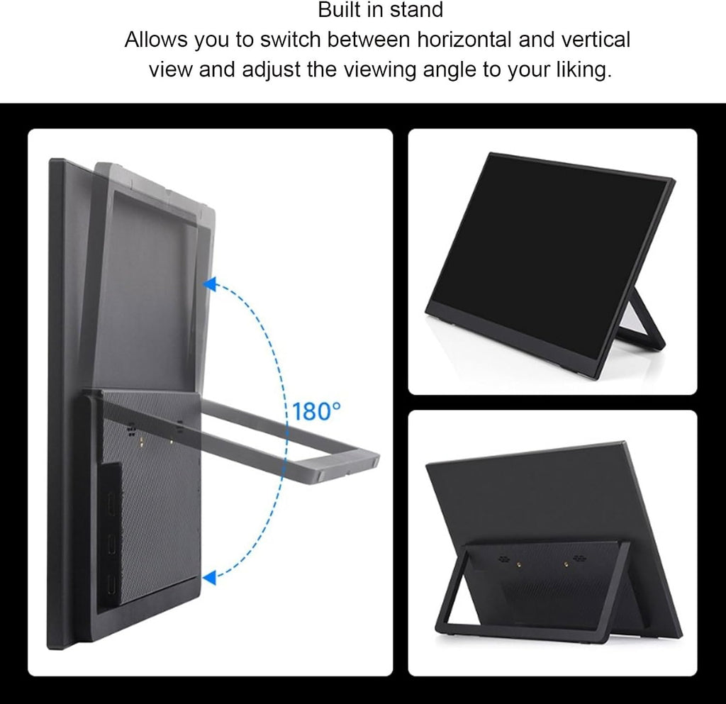 Yoidesu 14in Computer Display, 1920x1200 60Hz Laptop Screen Extender with 2 USB Type C and HD Multimedia Interface Ports, 178° 1500:1, for Tablet PC