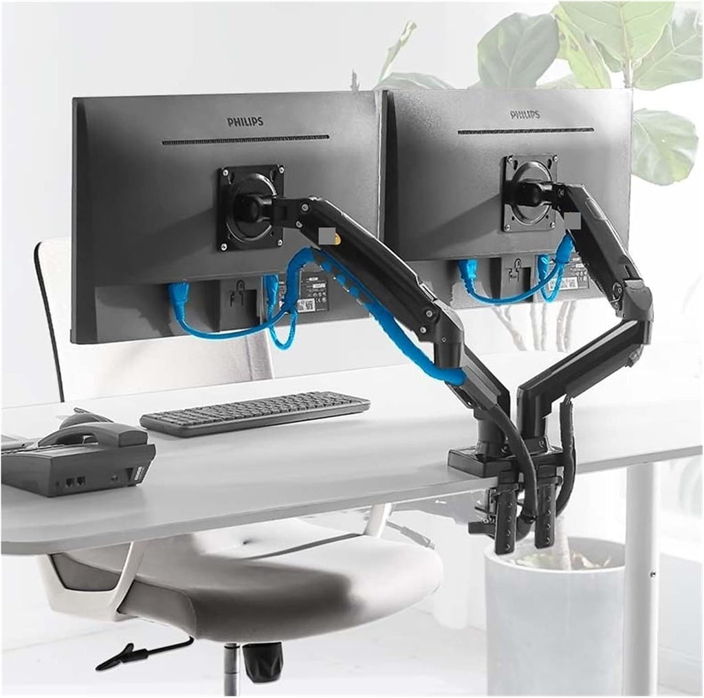 F160 Support USB3.0 27' 2-9KG Double Monitor Stand for No Hole Air Press Gas Strut Tv Mount Dual Sreen 360 Rotate Desktop(F160 New)