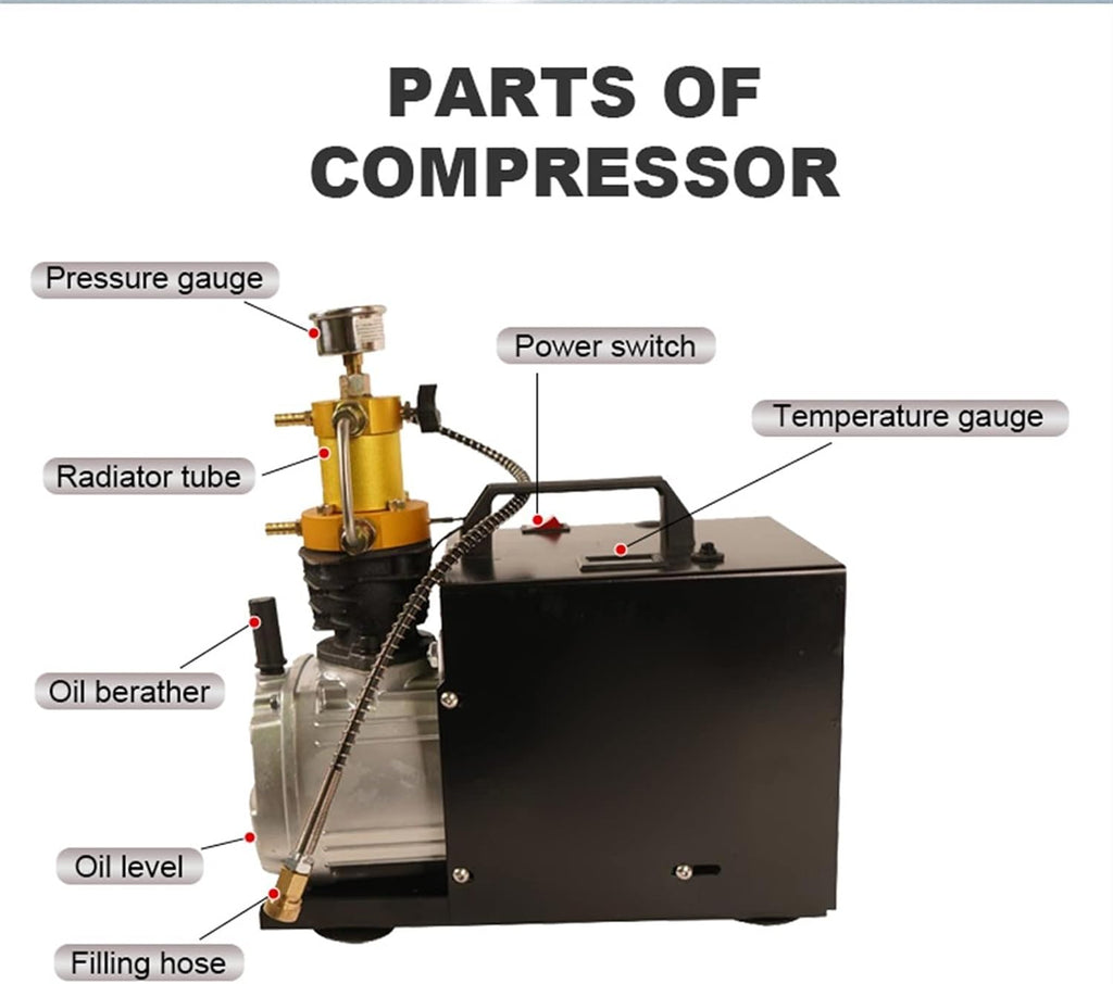 TXES031 300Bar 30Mpa 4500Psi PCP Air Compressor Electric High Pressure Air Pump Pneumatic Scuba Tank Inflator(220 Volt)