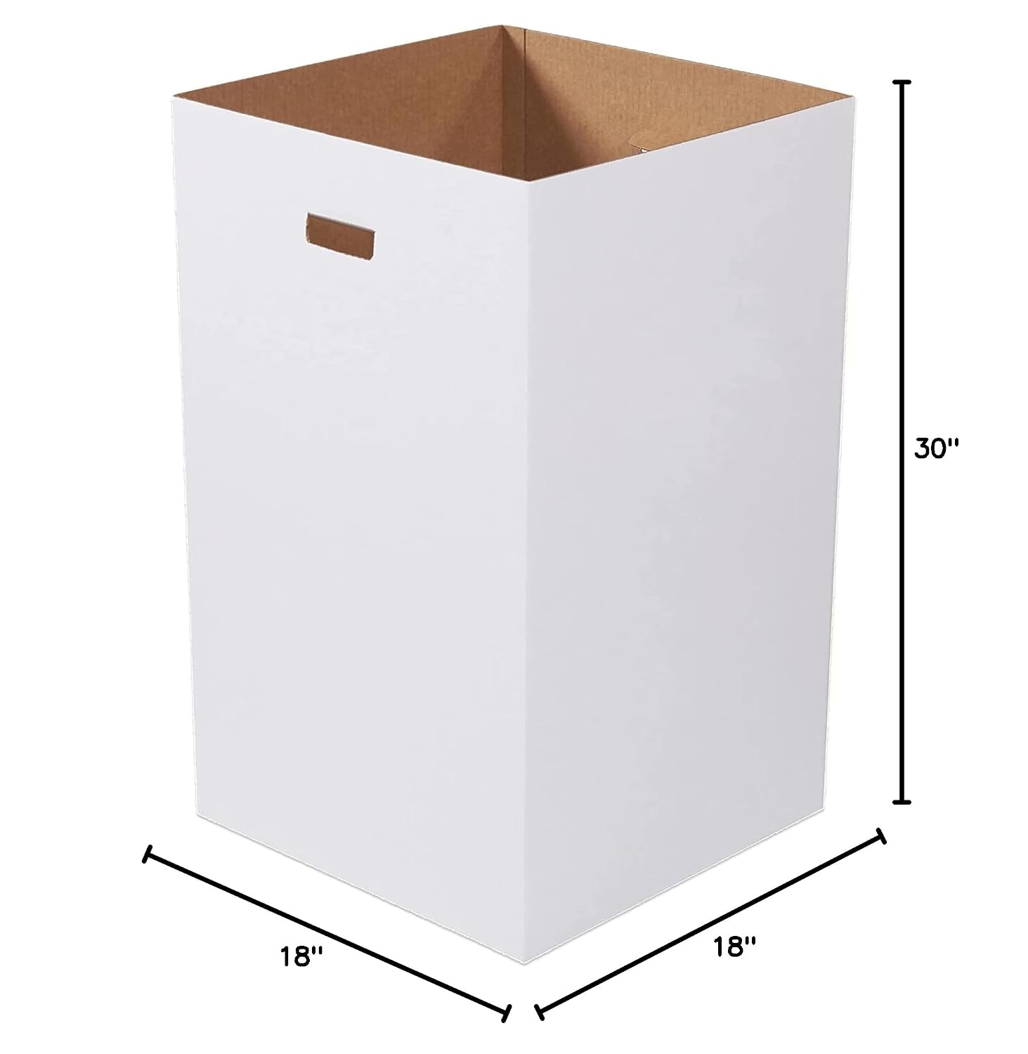 Box USA 40 Gallon 18' L x 18' W x 30' H 10-Pack Cardboard Trash Cans and Recycling Bins, Reusable or Disposable Pop Up Garbage Boxes for Parties, Outdoor Events, Heavy Duty, Plain