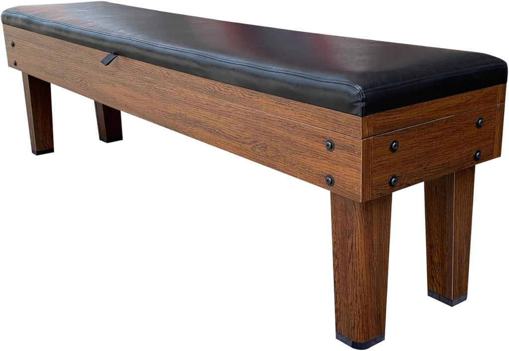 RACK Tuscany 6-Foot Storage Bench (Brown) – Billiard Organizer with Padded Seat