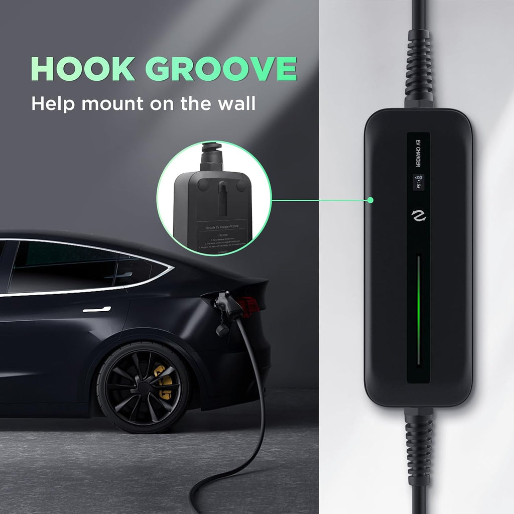 Morec Level 1 EV Charger, Electric Vehicle Portable Charger with 20FT Cable, Home Electric Vehicle Charging Station, 110V 15A, NEMA5-15P SAE J1772