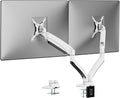 SIIG Dual Monitor Desk Mount, 17' to 35', USB 3.0 and Audio Extend Ports, Fits Two Flat/Curved Monitors, Load Bearing 33 lbs max Each, VESA 75x75 100x100, C-Clamp and Grommet Base (CE-MT3211-S1)