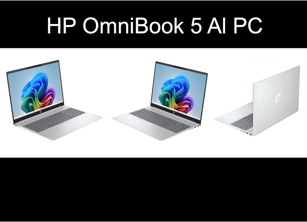 HP OmniBook 5 Next Gen AI Laptop 16.0' Touchscreen 2K IPS Display (Intel Ultra 5-225U, 16GB LPDDR5X, 1TB PCIe SSD, Backlit KB, Copilot+, Webcam, Win 11 Pro) w/Dockztorm USB Port Expander
