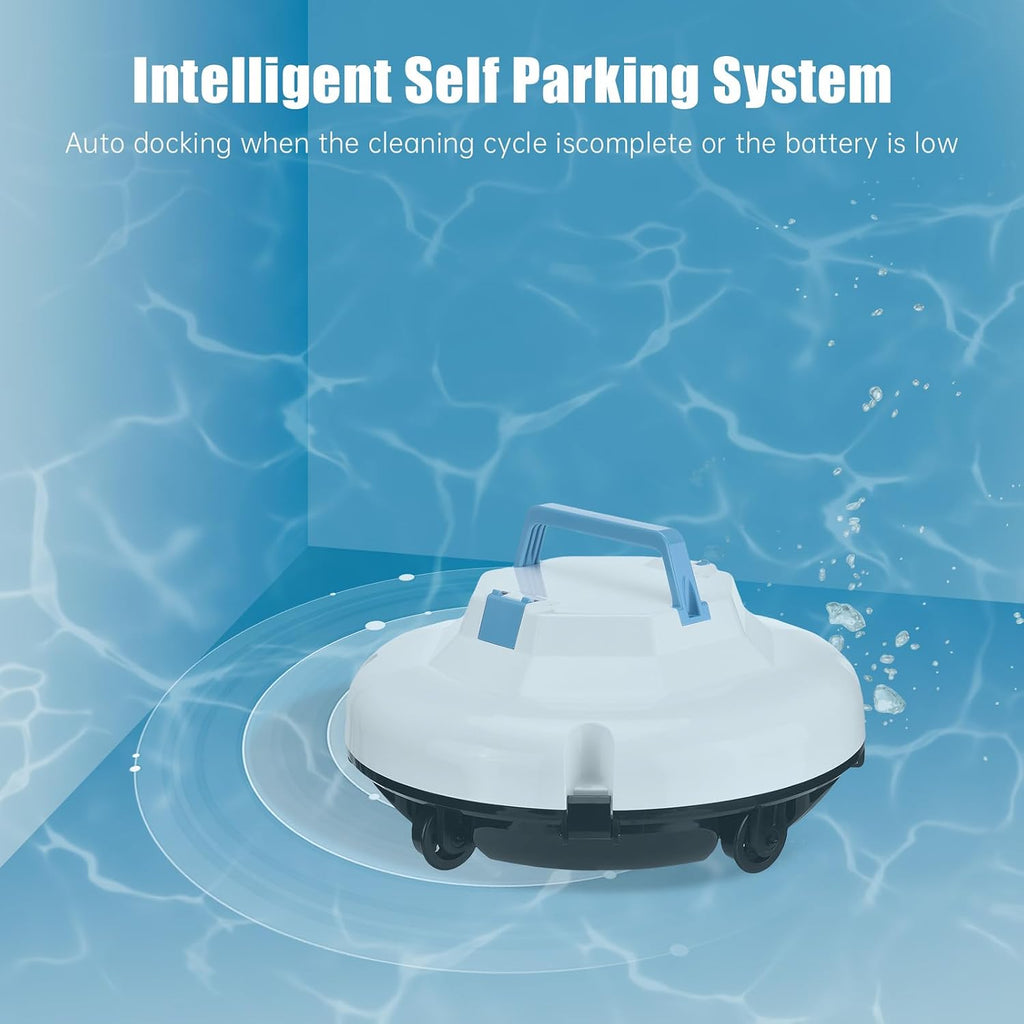 Zunate Robotic Pool Cleaner, Cordless Automatic Vacuum with 120 Min Runtime & Strong Suction, Auto Parking Robot for Above Ground and In Ground Flat Bottom Pools (US Plug)