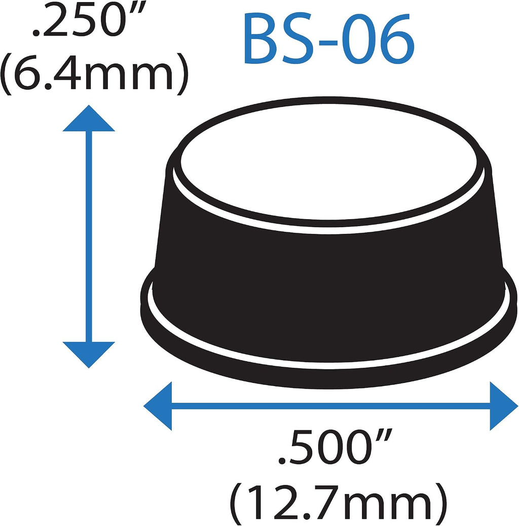 Bumper Specialties Self Adhesive Bumper Feet 0.500' x 0.250' (12.7mm x 6.4mm) White Cylindrical Polyurethane Pads for Industrial Surface Protection, 5,000 Pieces per Box, BS06