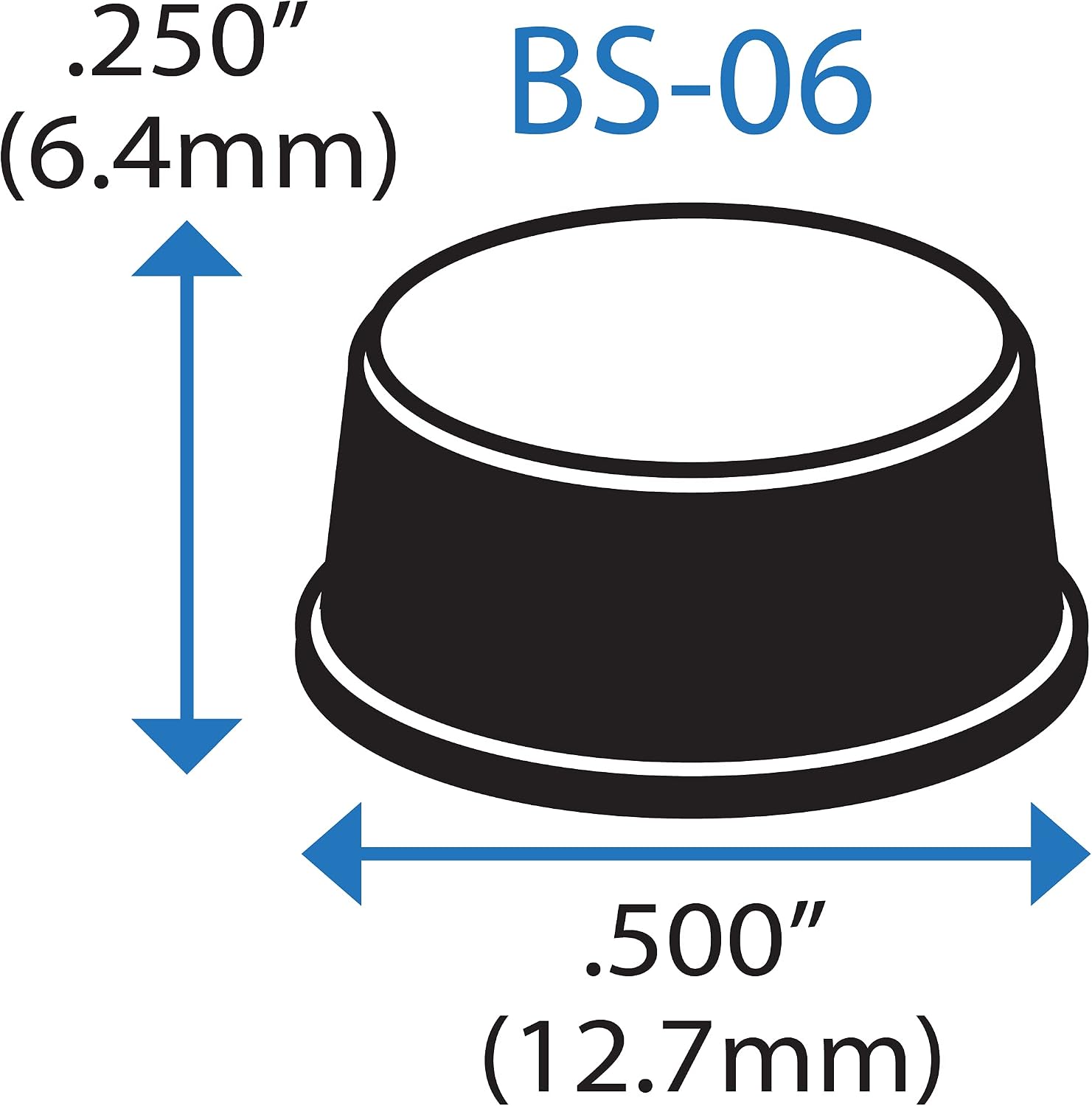 Bumper Specialties Self Adhesive Bumper Feet 0.500' x 0.250' (12.7mm x 6.4mm) White Cylindrical Polyurethane Pads for Industrial Surface Protection, 5,000 Pieces per Box, BS06