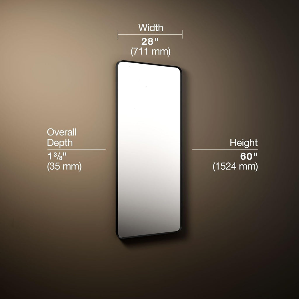 Kohler Essential 28 in. X 60 in. Rectangular Mirror in Matte Black
