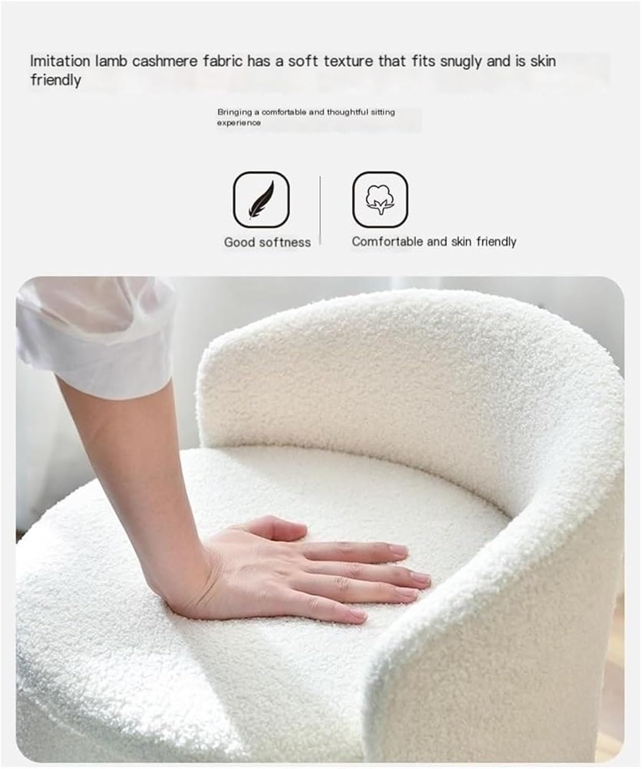 Modern Round Ottoman Multifunctional Vanity Chair Footrest Stool PU Leather Upholstered Wood Frame Non-Slip Rubber Pads Practical(Gray)