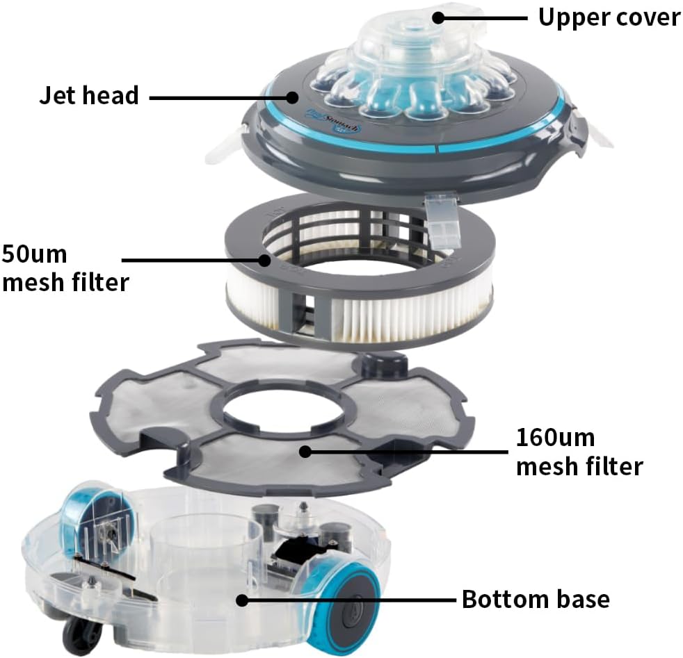 65 Cordless Robotic Pool Cleaner for Above Ground & Inground Pools, Automatic Pool Floor Vacuum with Dual Filtration, 75 Min Runtime, Transparent Design for Leaves, Sand & Debris