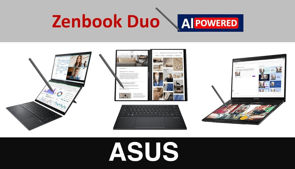 ASUS Zenbook Duo ux8406 AI Powered 2-in-1 Laptop 14.0' Touchscreen OLED 3K 120Hz Display (Intel Ultra 9-285H, 32GB LPDDR5X, 2TB PCIe SSD, Active Pen, Backlit KB, Win 11 Home) w/DKZ USB Port Expander
