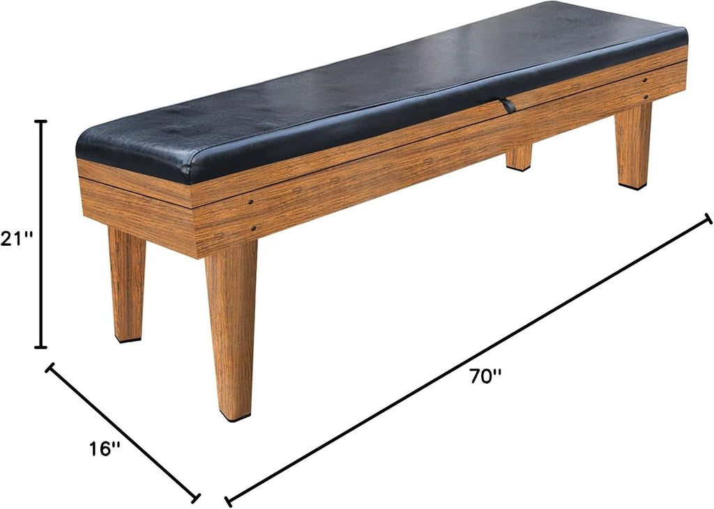 RACK Tuscany 6-Foot Storage Bench (Brown) – Billiard Organizer with Padded Seat