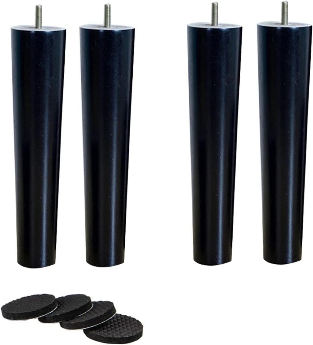 NIANXINN Wooden Furniture Legs,Set of 4 Black Solid Wood M8 Bolt& Rubber Pads Furniture Replacement Feet,for Cabinet Chair Couch Desk Bed Legs Coffee Table Furniture Hardware Accessories (27.5inch)