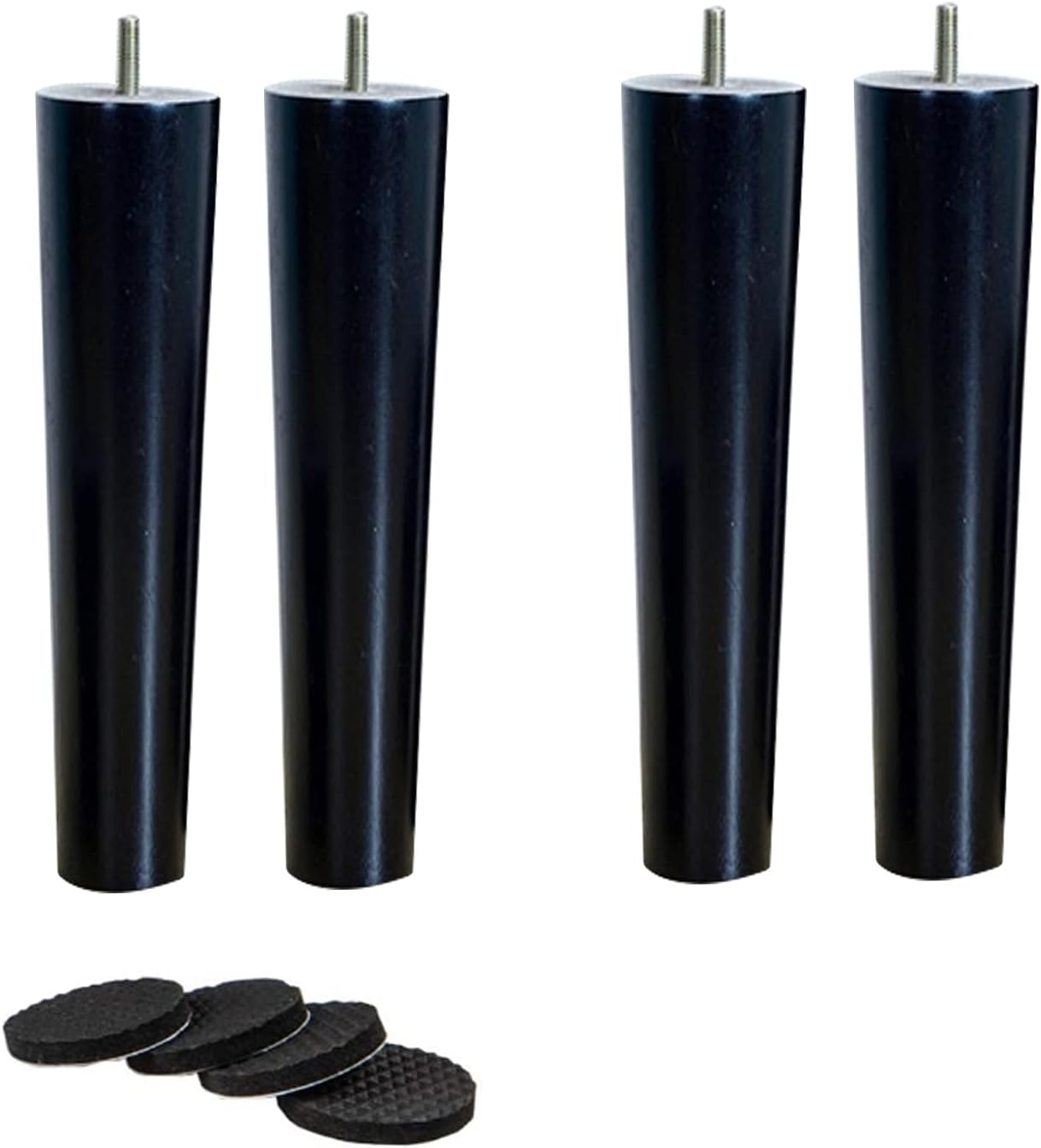 NIANXINN Wooden Furniture Legs,Set of 4 Black Solid Wood M8 Bolt& Rubber Pads Furniture Replacement Feet,for Cabinet Chair Couch Desk Bed Legs Coffee Table Furniture Hardware Accessories (27.5inch)