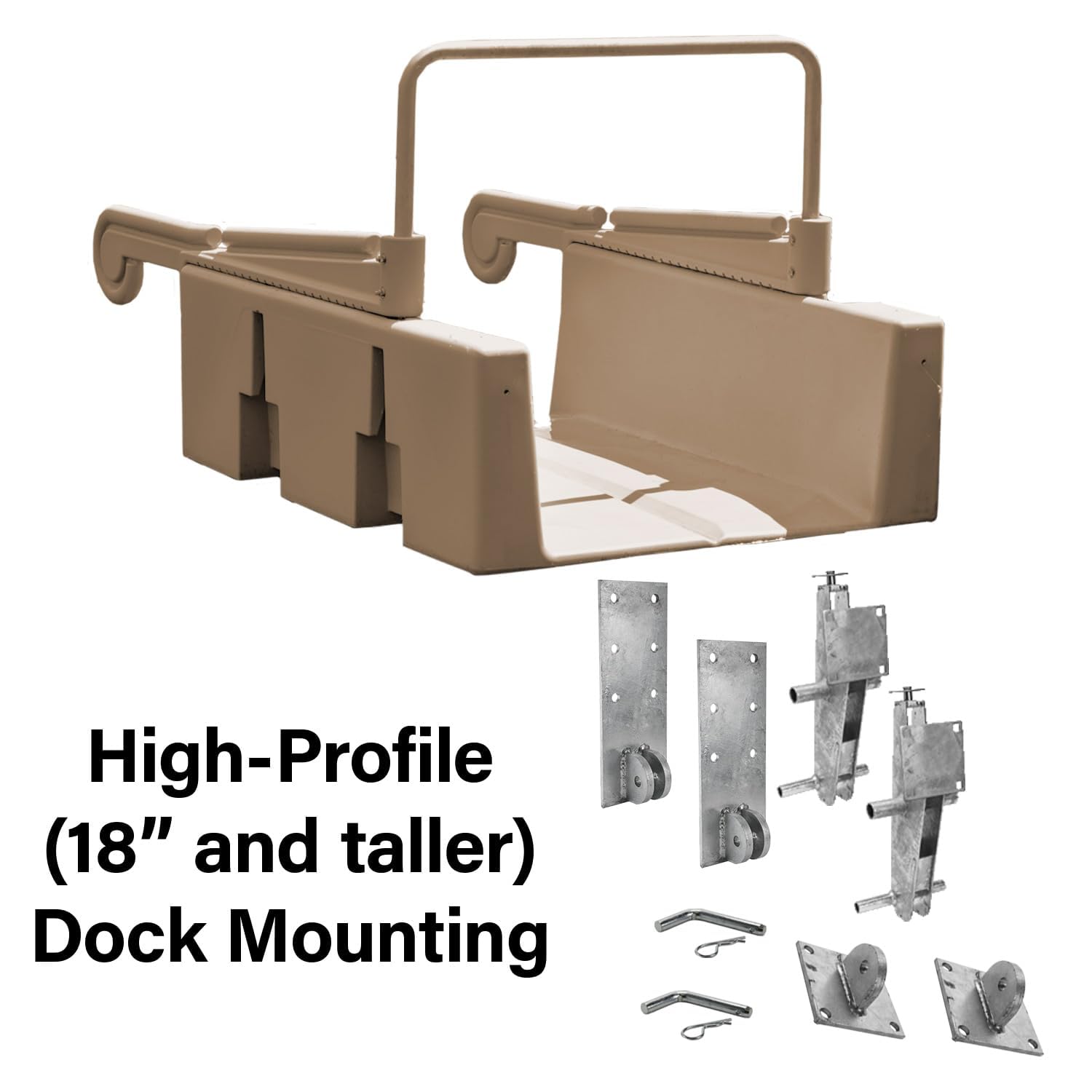 Personal Kayak Launch Station to Safely Launch Kayaks, Canoes, and Stand Up Paddle Boards, for High-Profile Floating Docks, 85-Inch x 48-Inch x 50-Inch, Tan