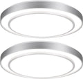 20' Flush Mount Ceiling Light Fixture 5CCT 2 Pack,Sliver Dimmable Light Fixture LED Ceiling Mount Round 36W, Modern Close to Ceiling Light for Living Room, Foyer, Kitchen, Bedroom