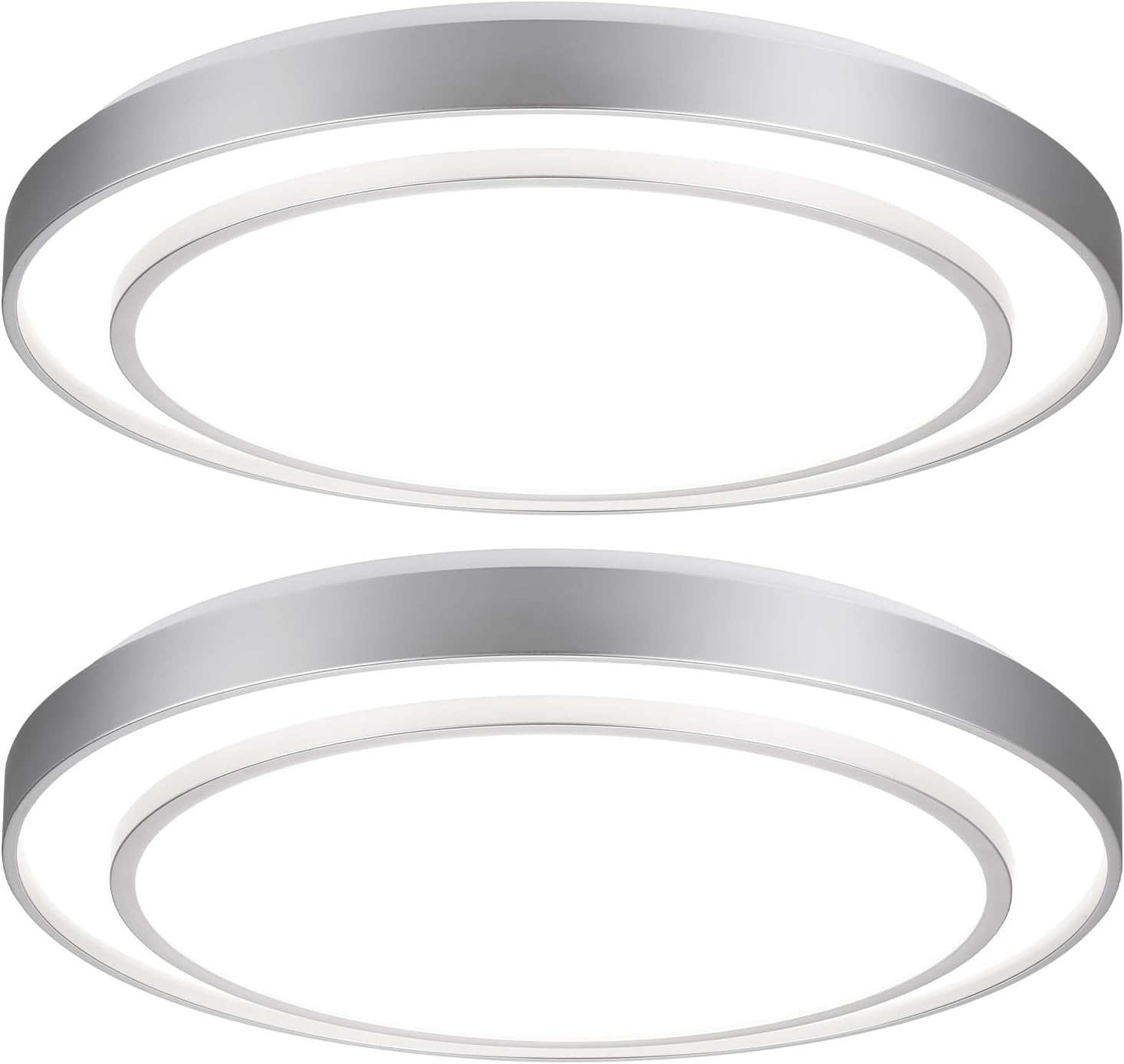 20' Flush Mount Ceiling Light Fixture 5CCT 2 Pack,Sliver Dimmable Light Fixture LED Ceiling Mount Round 36W, Modern Close to Ceiling Light for Living Room, Foyer, Kitchen, Bedroom