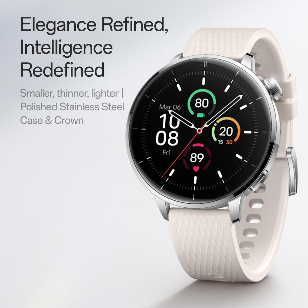 OnePlus Watch 3 43mm Black Steel, WearOS, Black Steel, 32GB Storage, 60h Battery Life, Bluetooth, GPS Navigation, Round Face, 1.32-Inch Display, not Comptable with iOS