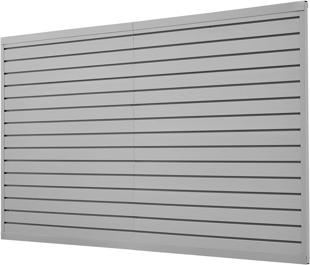 VEVOR Slat Wall Paneling, 8 x 4 ft, PVC Garage Slatwall with Accessories, Grey Slat Wall Easy-to-Install Adjustable Slatwall Panel with Coupling Structure & DIY Cutting, Fits for Storage & Display