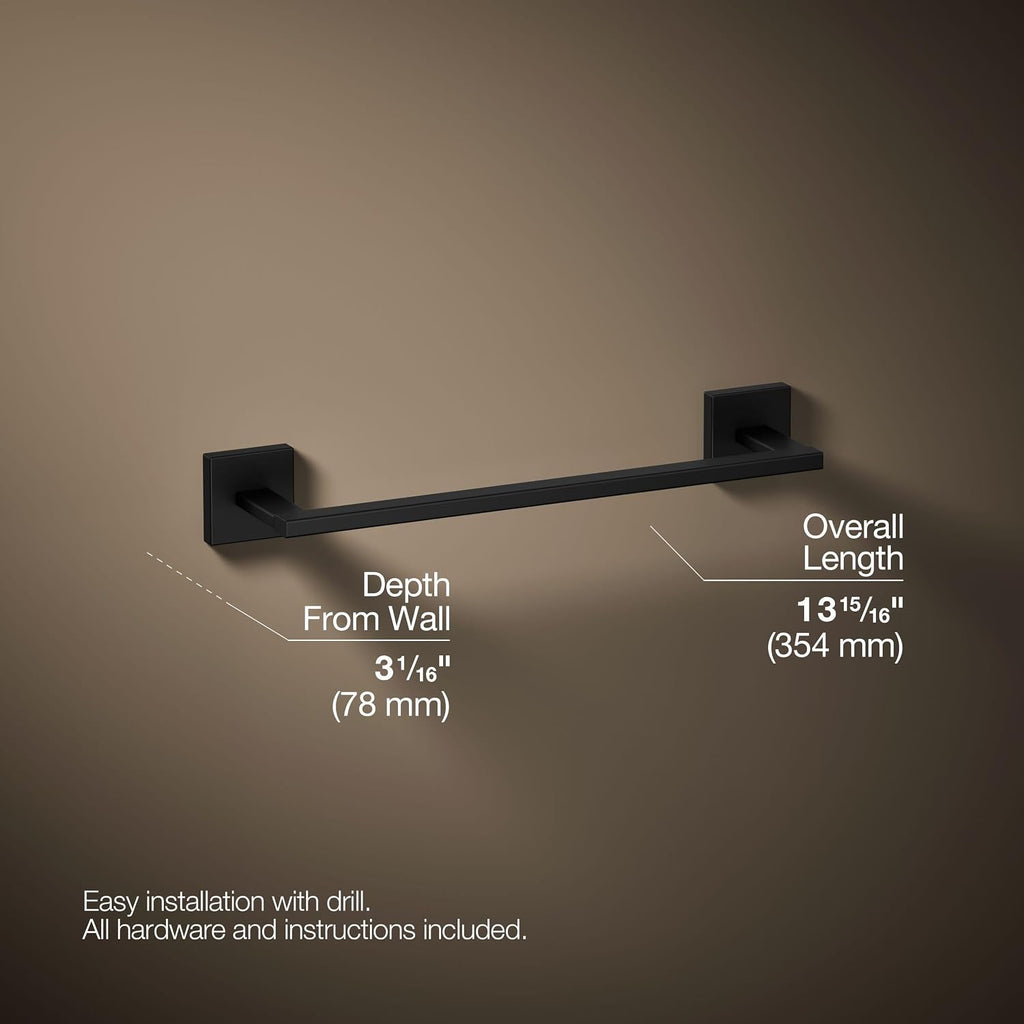Kohler 23286-BL Square 12' Towel bar, Matte Black