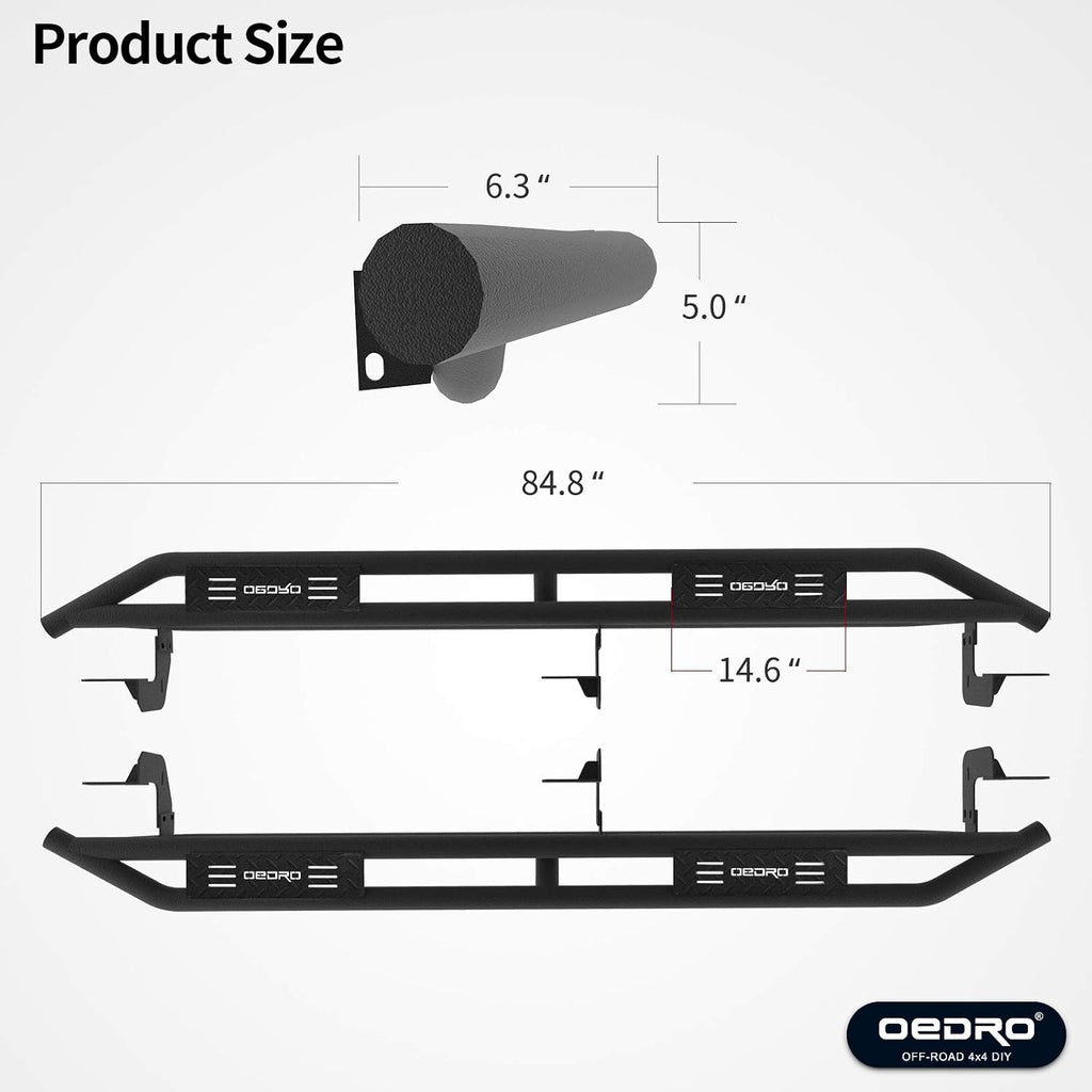 OEDRO 6' Running Boards Compatible with 2005-2023 Toyota Tacoma Double Cab, Upgraded Side Steps Rails Black Textured Heavy Duty Truck Nerf Bars