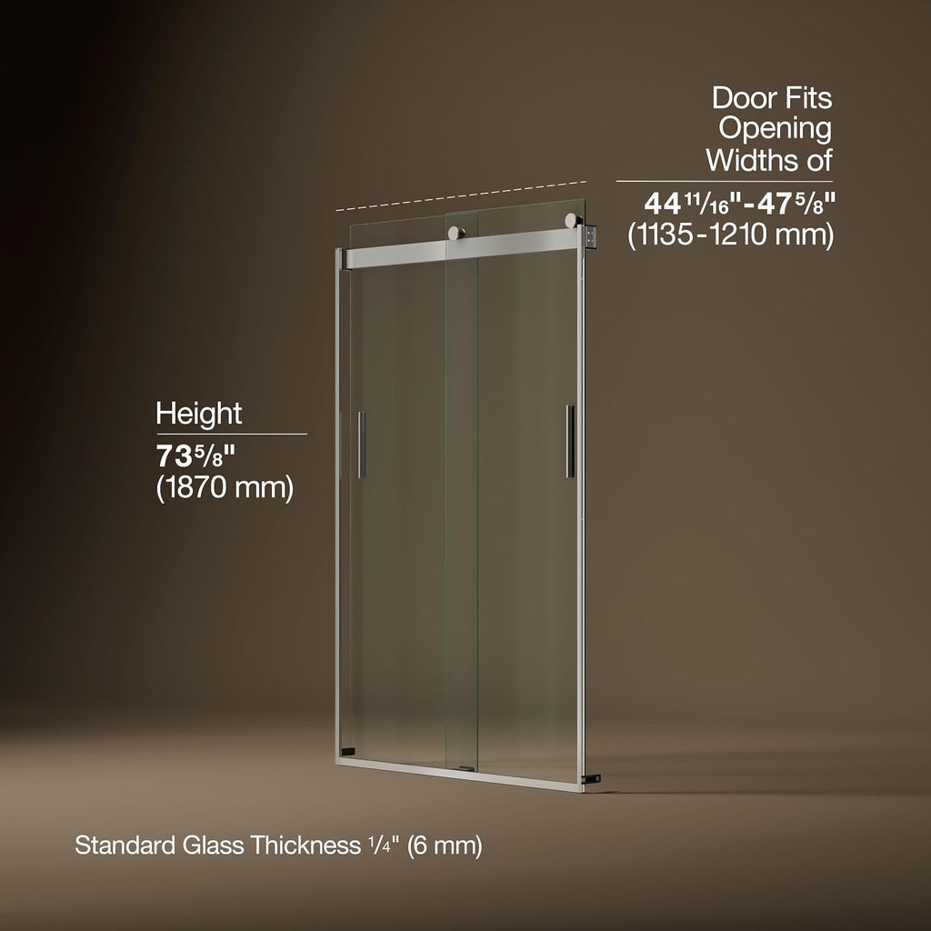 KOHLER K-706008-L-MX Levity Bypass Shower Door with Handle and 1/4-Inch Crystal Clear Glass in Matte Nickel