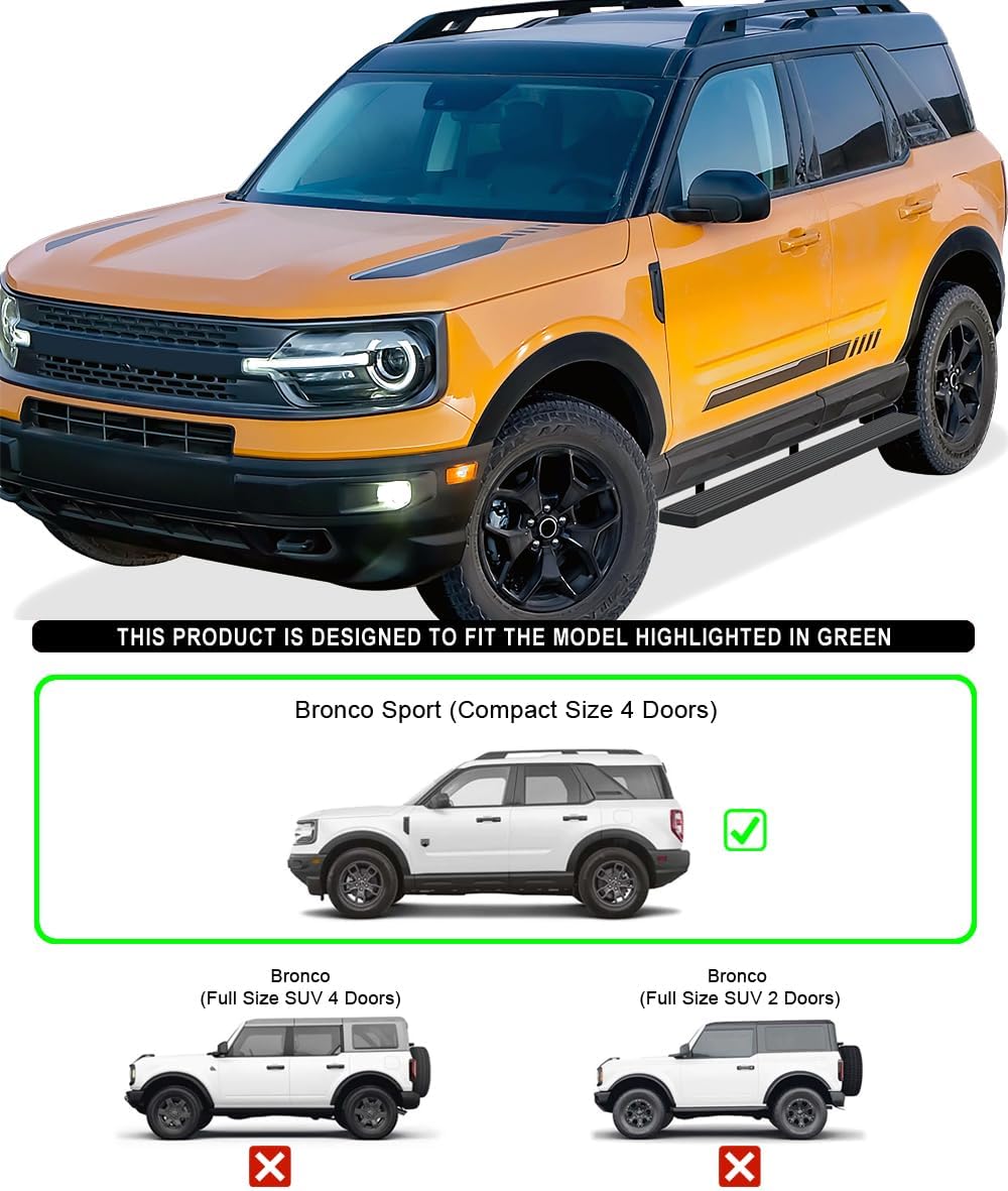 APS (Stainless Steel Black Powder Coated 5 inches) Running Boards Nerf Bars Side Steps Compatible with Ford Bronco Sport 2021-2026 Sport Utility 4-Door