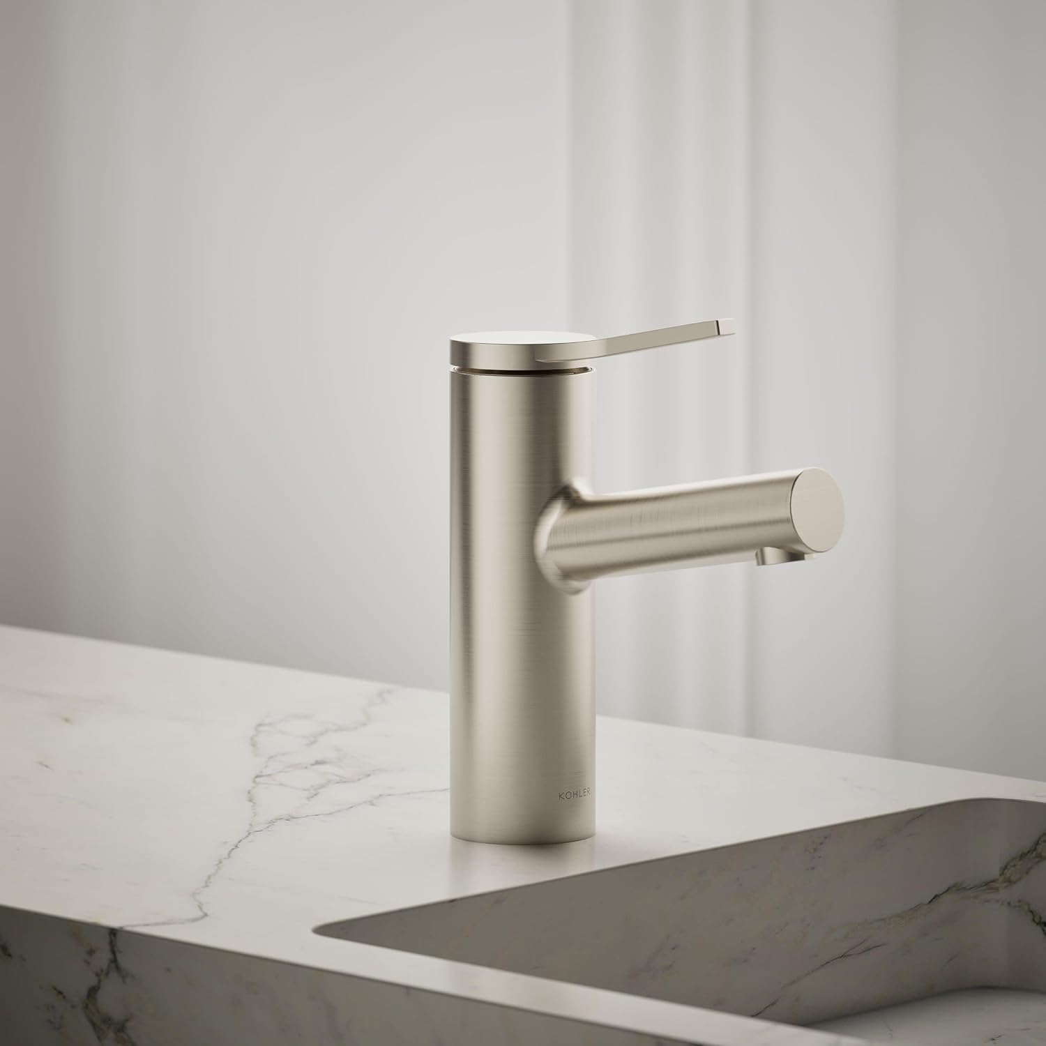 KOHLER K-35048-4K-BN Elate® Single-Handle Bathroom Sink Faucet, Bathroom Faucets, 1.0 GPM, Vibrant Brushed Nickel