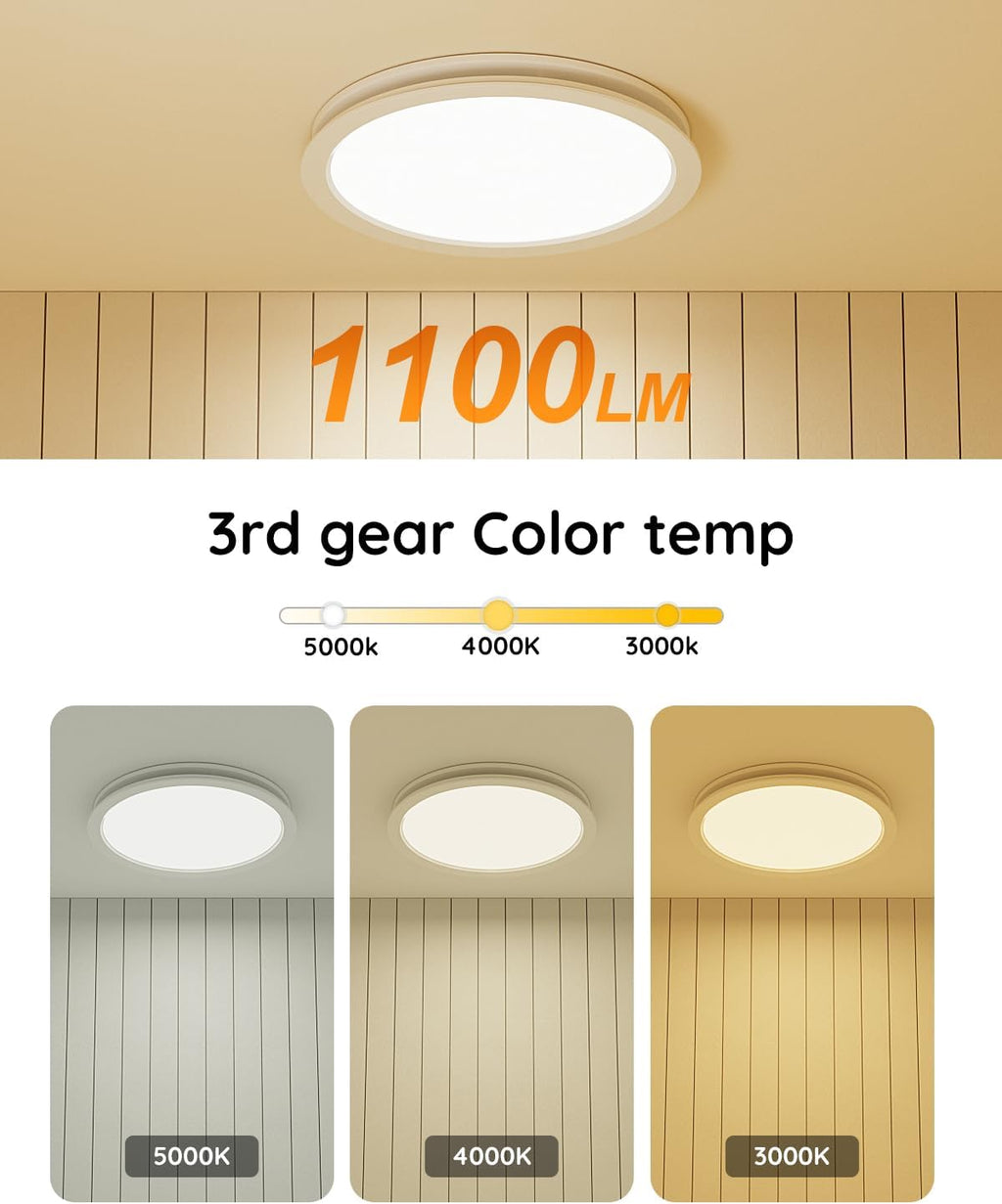 Fitop Bathroom Exhaust Fan with Light,130 CFM 47W 1100LM Ceiling Mount Shower Ventilation Exhaust Fan, 1.5Sones Bathroom Vent Fan with Light, Fan LED Light 3000K/4000K/5000K