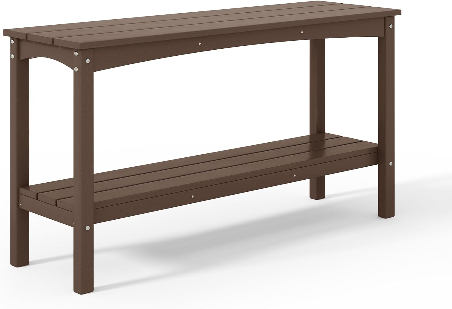 Costaelm Plant Stand Outdoor, 55in 2-Shelf Outdoor Storage Cabinet, Multifunctional Buffet Porch Table tv Stand and Side Tables for Patio, Pool & Yard, Dark Brown