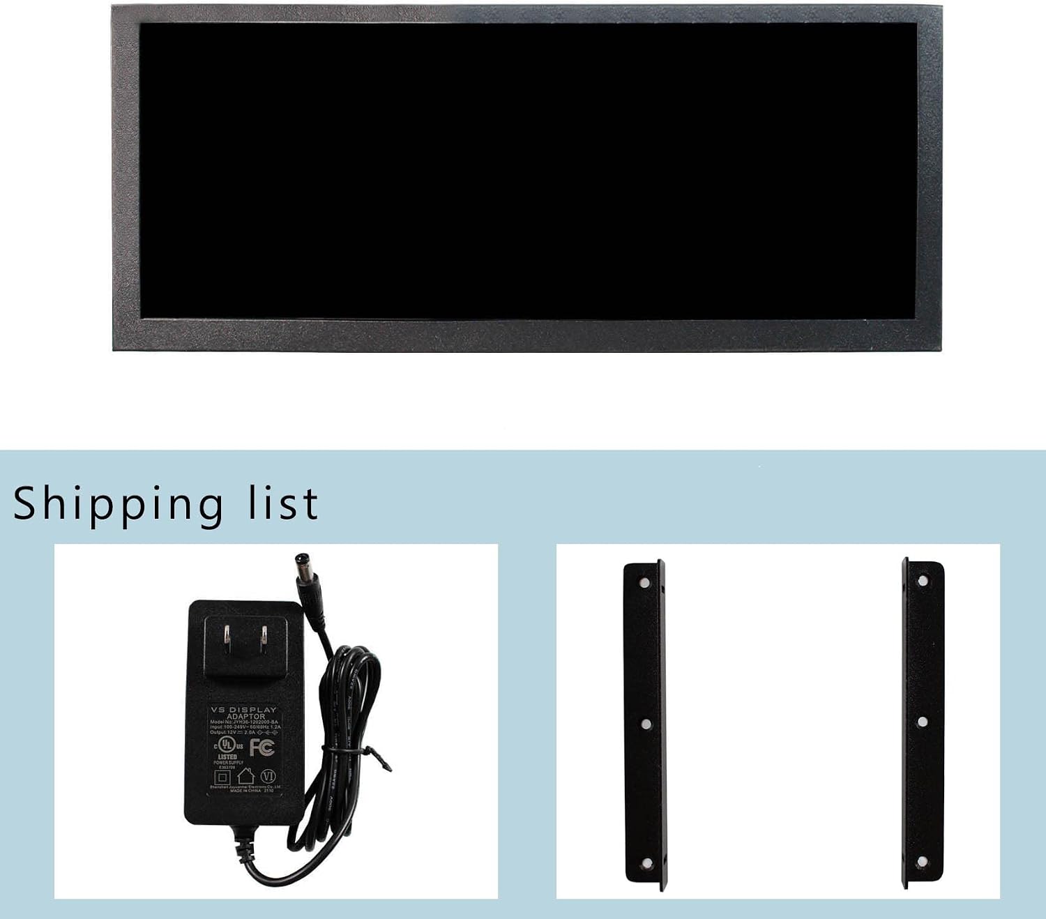 VSDISPLAY 12.3 inch 12.3'' 1920x720 600nit IPS Portable LCD Monitor VS123ZJ01A,with USB VGA Video Port,Dual Speakers, as DIY Stretched Bar Display