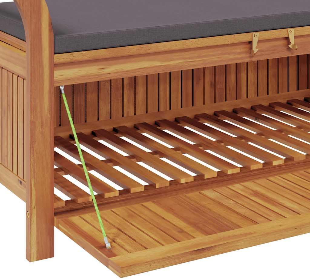 vidaXL Garden Storage Bench Wood with Dark Grey Cushion