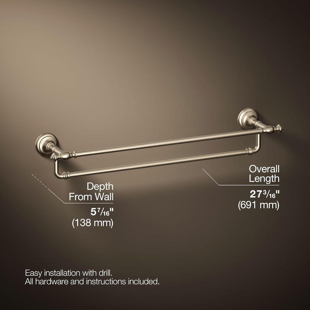 Kohler 72570-BV Artifacts® 24' Double Towel bar, Vibrant Brushed Bronze