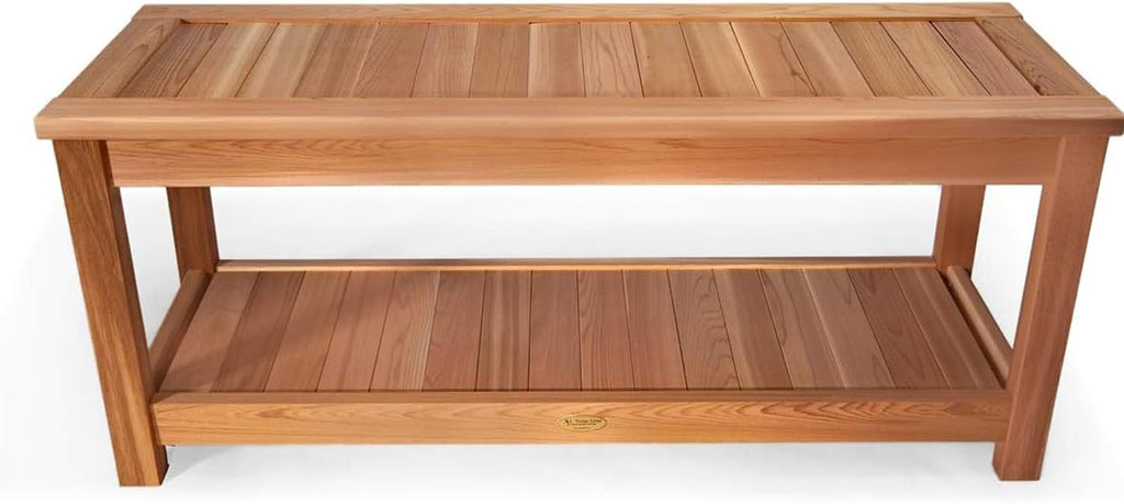 All Things Cedar 44' Deluxe Cedar Wood Sauna Bench, Indoor Outdoor Seating, Natural