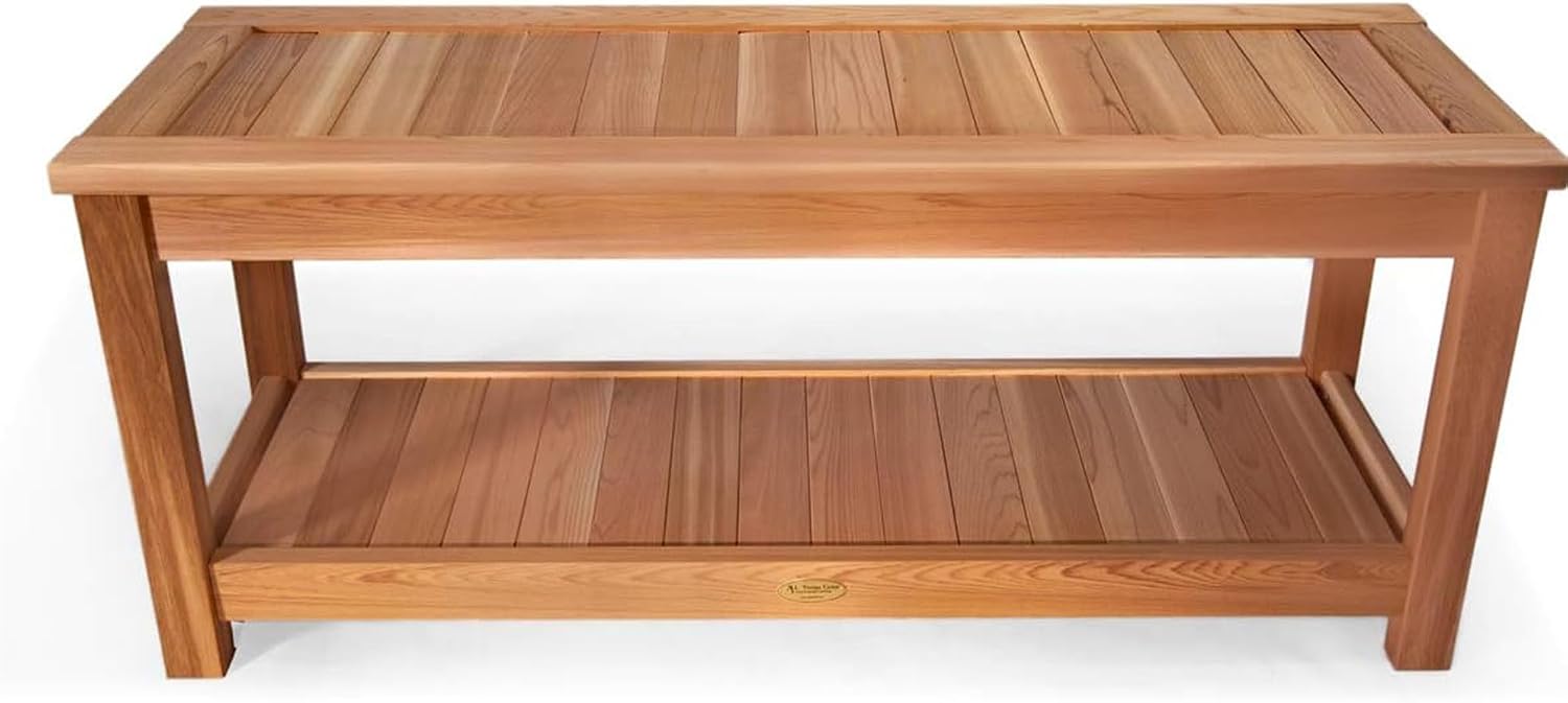 All Things Cedar 44' Deluxe Cedar Wood Sauna Bench, Indoor Outdoor Seating, Natural