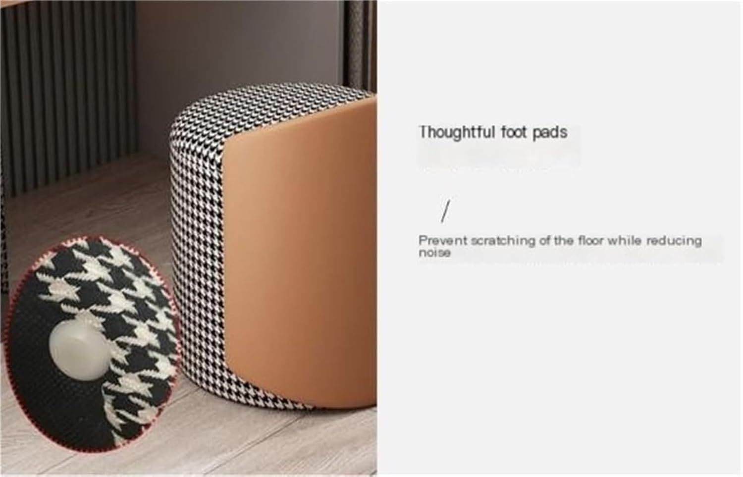 Modern Round Ottoman Multifunctional Vanity Chair Footrest Stool PU Leather Upholstered Wood Frame Non-Slip Rubber Pads,Living Room