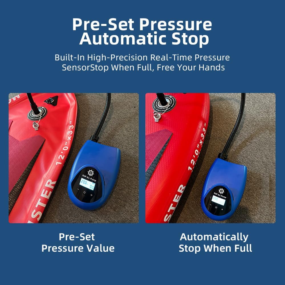 Paddle Board Pump, Pump Electric Pump with Ligent Dual Stage & Auto-Off Car Power Voltage Dc12V 20 Psi High-Speed Paddle Board Pump for Inflatable Boats and Kayaks