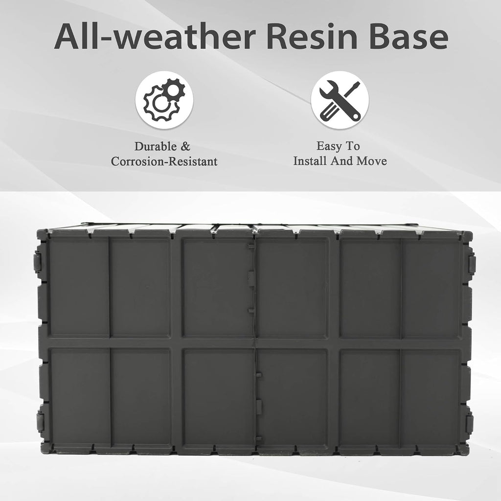 100 Gallon Metal Deck Box, Outdoor Storage Box Waterproof with Wheels, Lockable Storage Container for Patio Furniture Cushions Garden Tools, Dark Gray