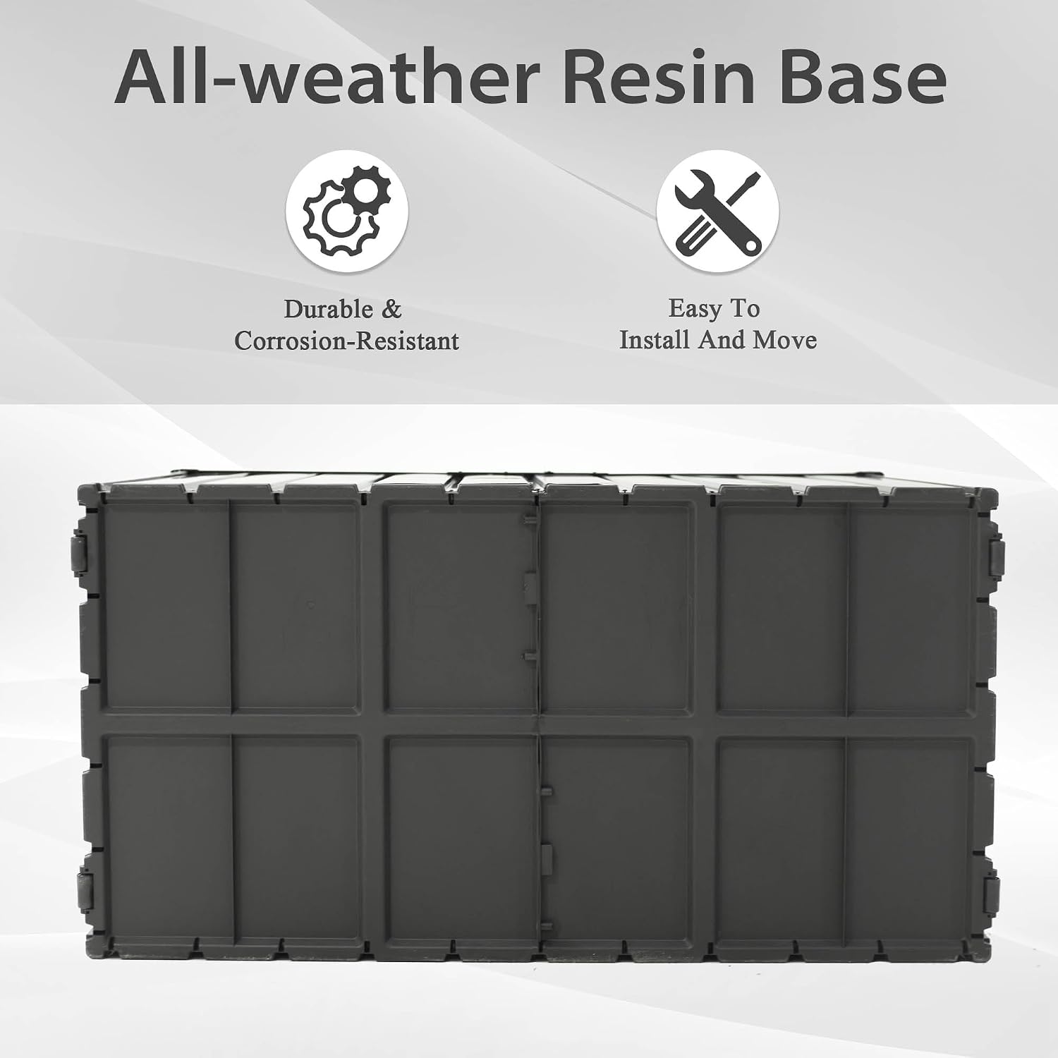 100 Gallon Metal Deck Box, Outdoor Storage Box Waterproof with Wheels, Lockable Storage Container for Patio Furniture Cushions Garden Tools, Dark Gray