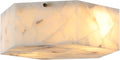 SAFAVIEH Lighting - Iana 2-Light 14-Inch Flush Mount Ceiling Light - White Alabaster & Brass - Contemporary Design - Ideal for Foyer, Hallway, Entryway, Kitchen, Bedroom - LED Bulb Included (FLU4116A)