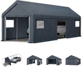 MFSTUDIO Portable Carport Garage,13x24 Car Tent Garage Heavy Duty Shed Carports Storage Tents with Rolled up Zipper Doors, Extra Large Car Canopy Tent with Roll-up Sidewalls for Boat,Truck,Tools