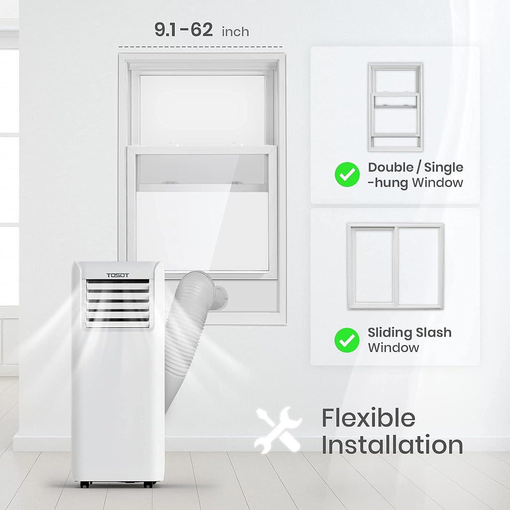 TOSOT 9,500 BTU Air Conditioner Easier to Install, Quiet and 3-in-1 Portable AC, Dehumidifier, Fan for Rooms Up to 300 sq ft, Aovia Series, White